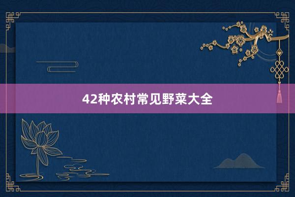 42种农村常见野菜大全